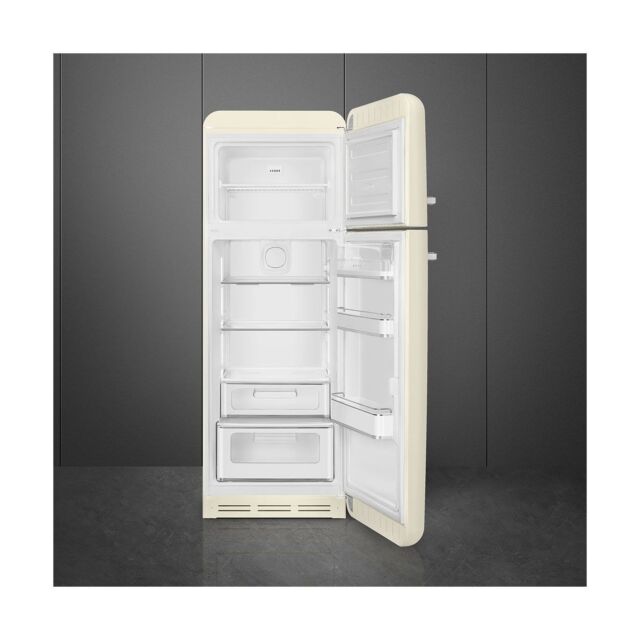 Smeg FAB30RCR5UK 60cm 50s Style Cream Right Hand Hinged Freezer over Fridge