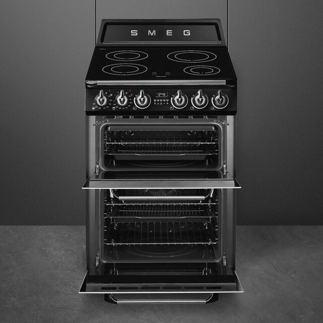Smeg TR62IBL 60cm Victoria Induction Double Oven, 60cm, A Energy
