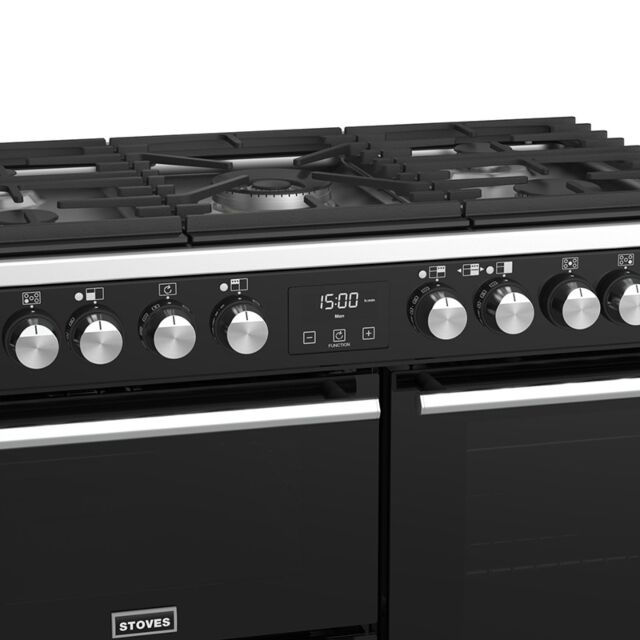 Stoves Precision Deluxe S900DF, 90cm, Dual Fuel, Black, Range Cooker 444410743