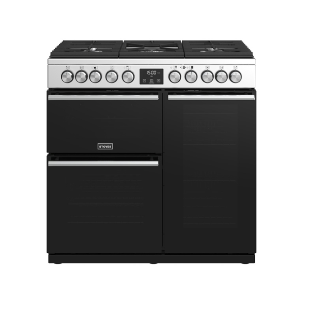 Stoves Precision Deluxe S900DF, 90cm, Dual Fuel, Stainless Steel, Range Cooker 444410744