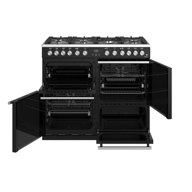 Stoves Precision Deluxe S1000DF, 100cm, Dual Fuel, Black, Range Cooker  444410745