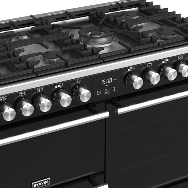 Stoves Precision Deluxe S1000DF, 100cm, Dual Fuel, Black, Range Cooker  444410745