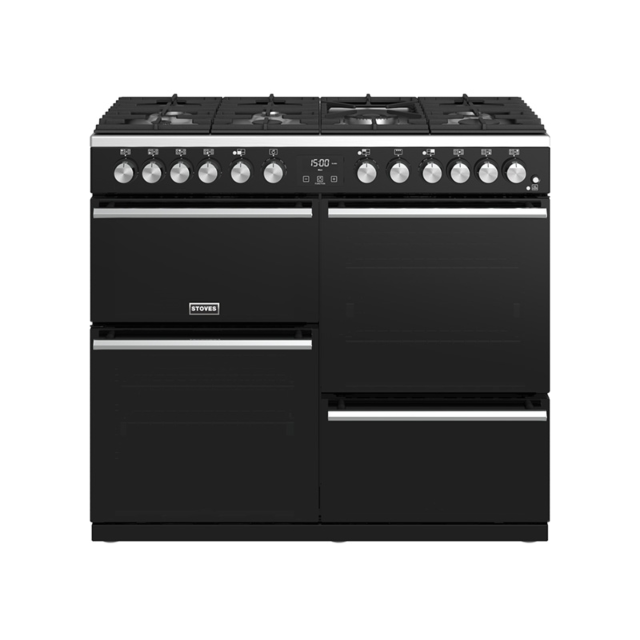 Stoves Precision Deluxe S1000DF, 100cm, Dual Fuel, Black, Range Cooker  444410745