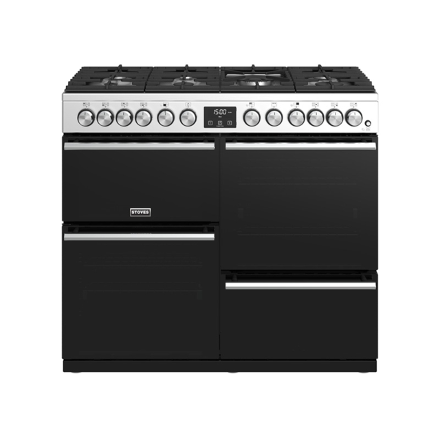 Stoves Precision Deluxe S1000DF, 100cm, Dual Fuel, Stainless Steel, Range Cooker  444410746