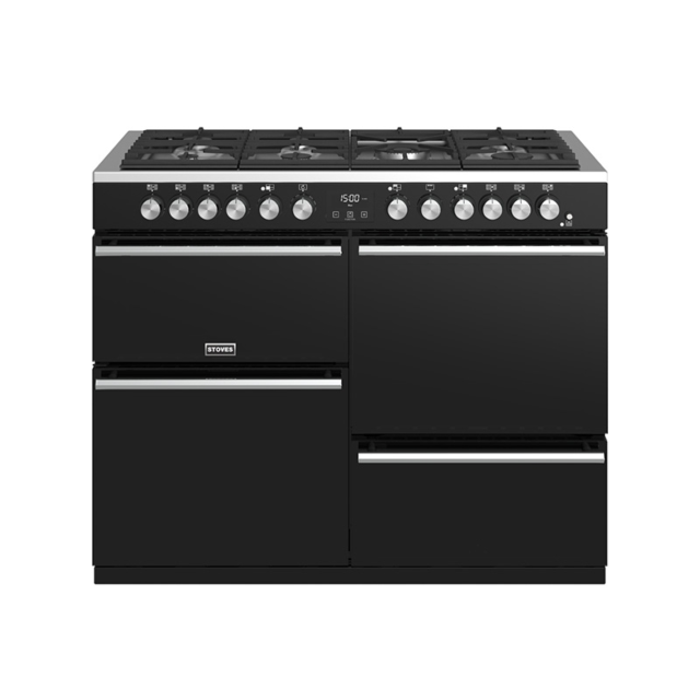 Stoves Precision Deluxe S1100DF, 110cm, Dual Fuel, Black, Range Cooker 444410747