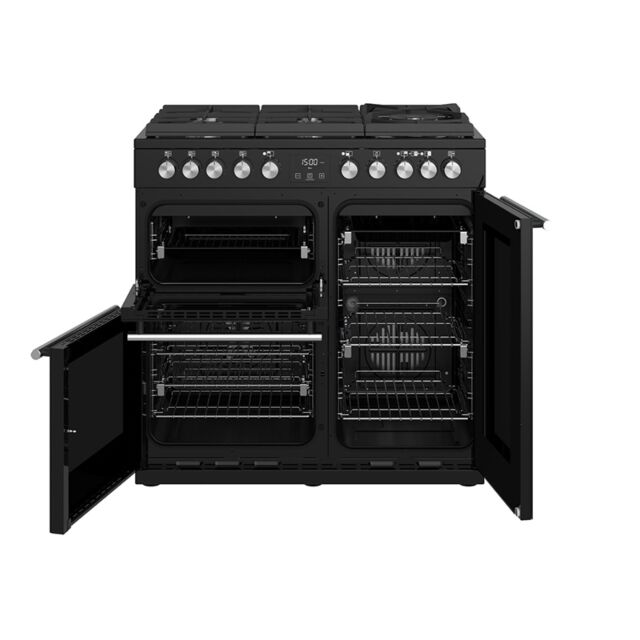 Stoves Precision Deluxe S900DF GTG, 90cm, Dual Fuel, Black, Range Cooker 444410749