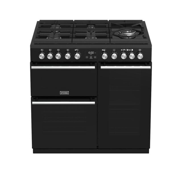 Stoves Precision Deluxe S900DF GTG, 90cm, Dual Fuel, Black, Range Cooker 444410749