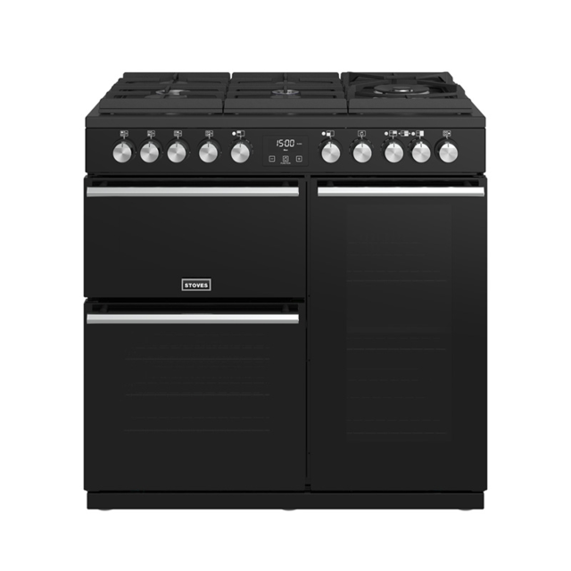 Stoves Precision Deluxe S900DF GTG, 90cm, Dual Fuel, Black, Range Cooker 444410749