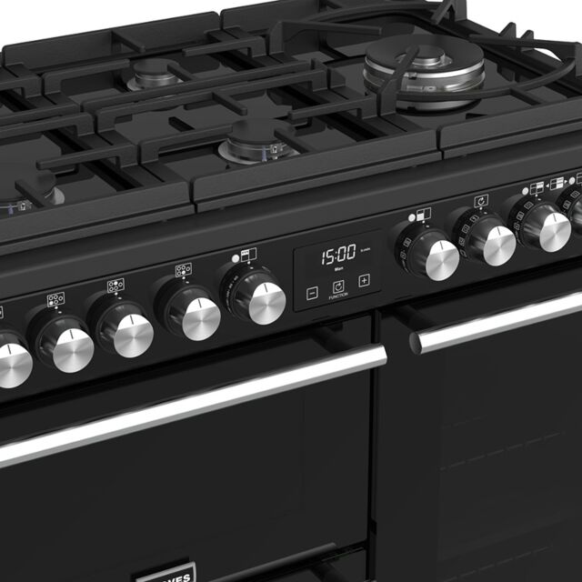 Stoves Precision Deluxe S900DF GTG, 90cm, Dual Fuel, Black, Range Cooker 444410749