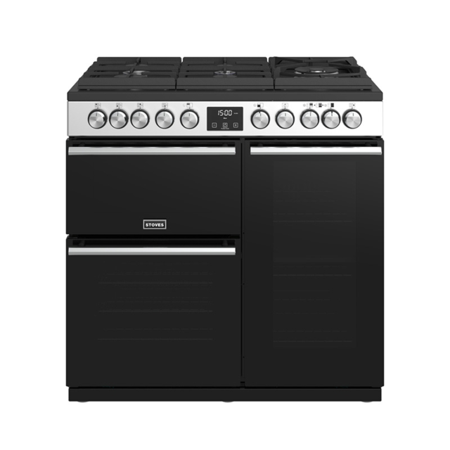 Stoves Precision Deluxe S900DF GTG, 90cm, Dual Fuel, Stainless Steel, Range Cooker 444410750