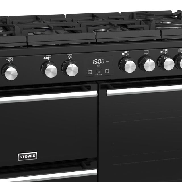 Stoves Precision Deluxe S1000DF, GTG, 100cm, Dual Fuel, Black, Range Cooker  444410751