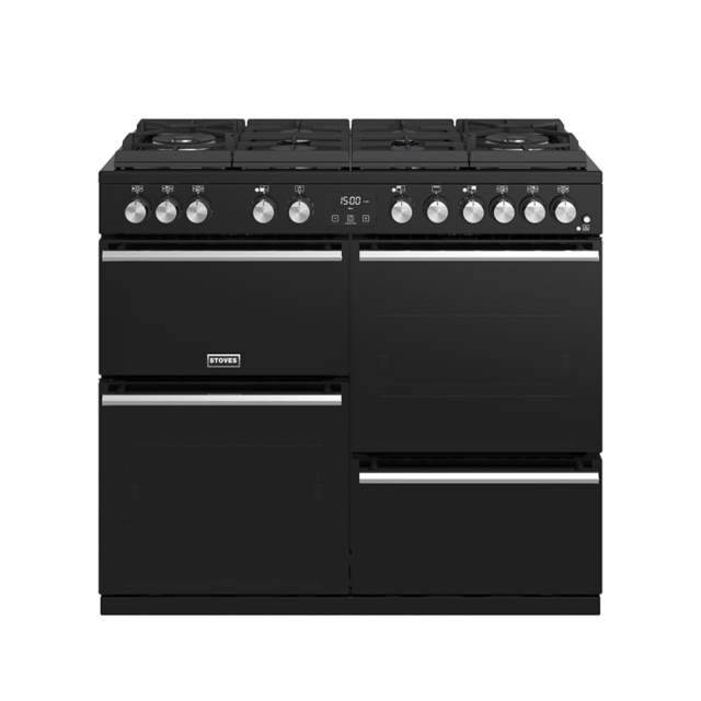 Stoves Precision Deluxe S1000DF, GTG, 100cm, Dual Fuel, Black, Range Cooker  444410751