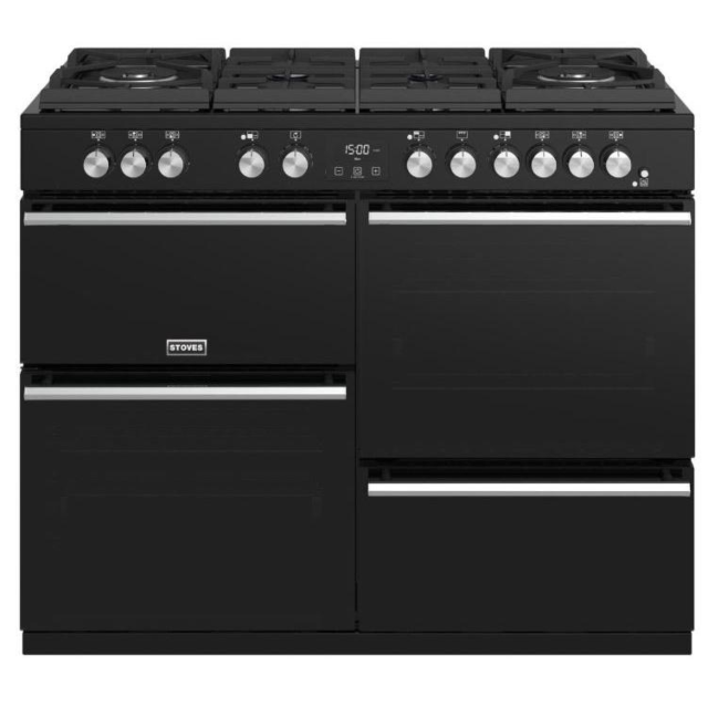 Stoves Precision Deluxe GTG S1100DF, 110cm, Dual Fuel, Black, Range Cooker 444410753