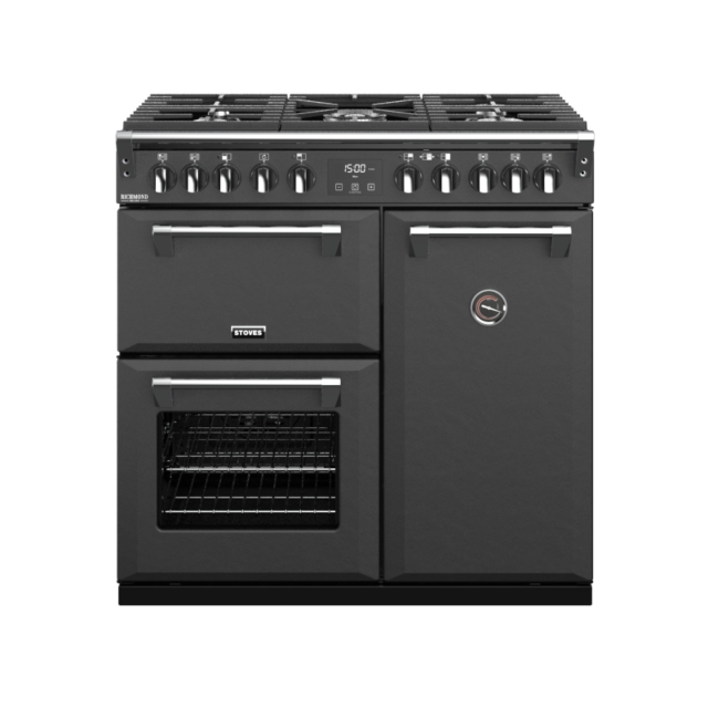Stoves Richmond Deluxe S900DF, 90cm, Dual Fuel, Anthracite Range Cooker 444410896