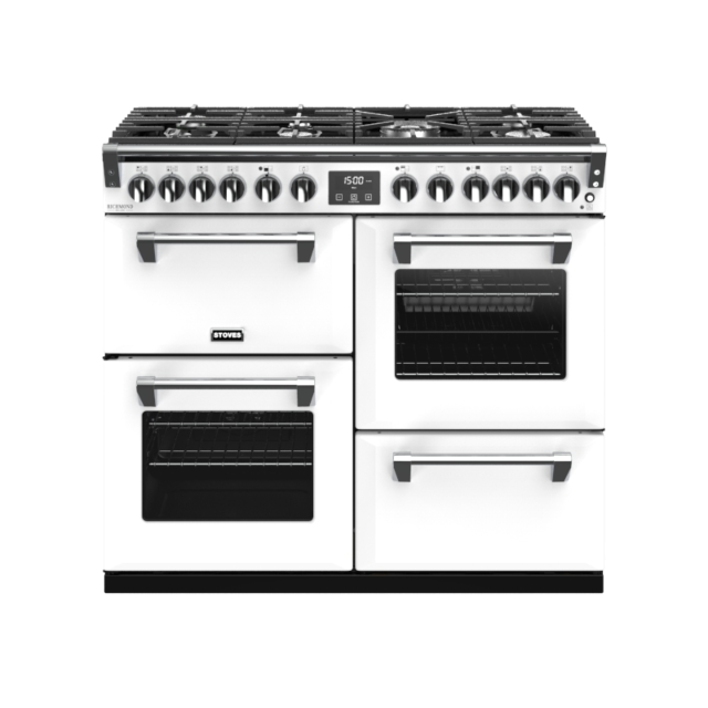 Stoves Richmond Deluxe S1000DF, 100cm, Dual Fuel, Icy White Range Cooker 444410933