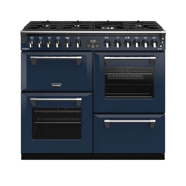 Stoves Richmond Deluxe S1000DF, 100cm, Dual Fuel, Midnight Blue Range Cooker 444410938