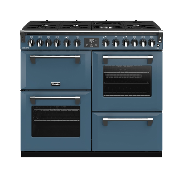 Stoves Richmond Deluxe S1000DF, 100cm, Dual Fuel, Thunder Blue Range Cooker 444410939