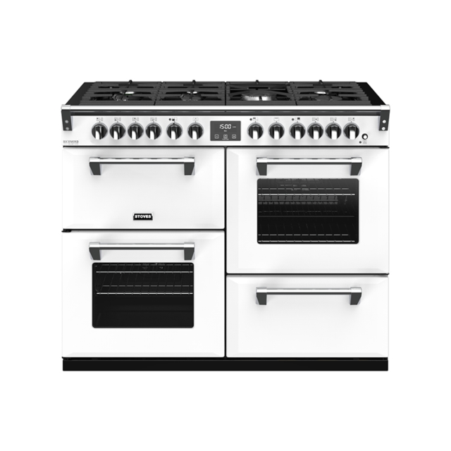 Stoves Richmond Deluxe S1100DF, 110cm, Dual Fuel, Icy White Range Cooker 444410969