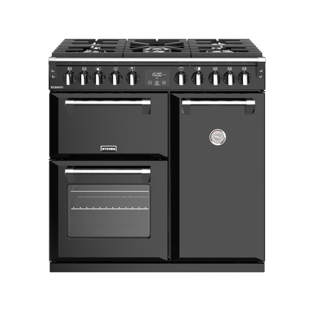Stoves Richmond S900DF, 90cm, Dual Fuel, Black Range Cooker 444444435