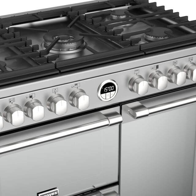Stoves Sterling S900DF, 90cm, Dual Fuel, Stainless Steel Range Cooker 444444482