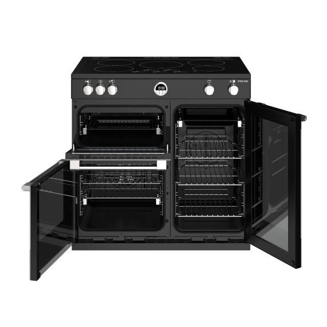 Stoves Sterling S900EI, 90cm, Induction, Black Range Cooker 444444487