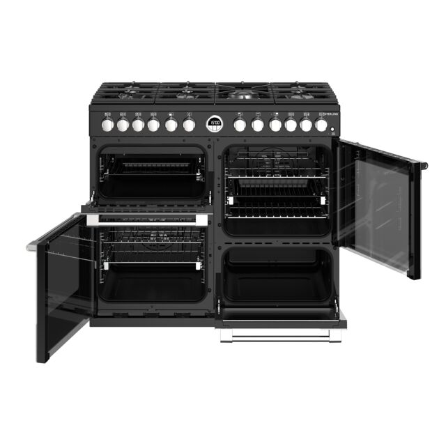 Stoves Sterling S1000DF, 100cm, Dual Fuel, Black Range Cooker 444444491