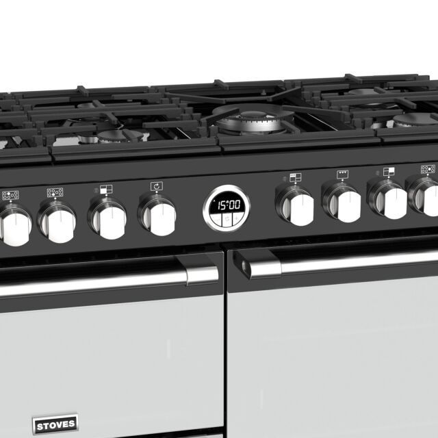 Stoves Sterling S1000DF, 100cm, Dual Fuel, Black Range Cooker 444444491