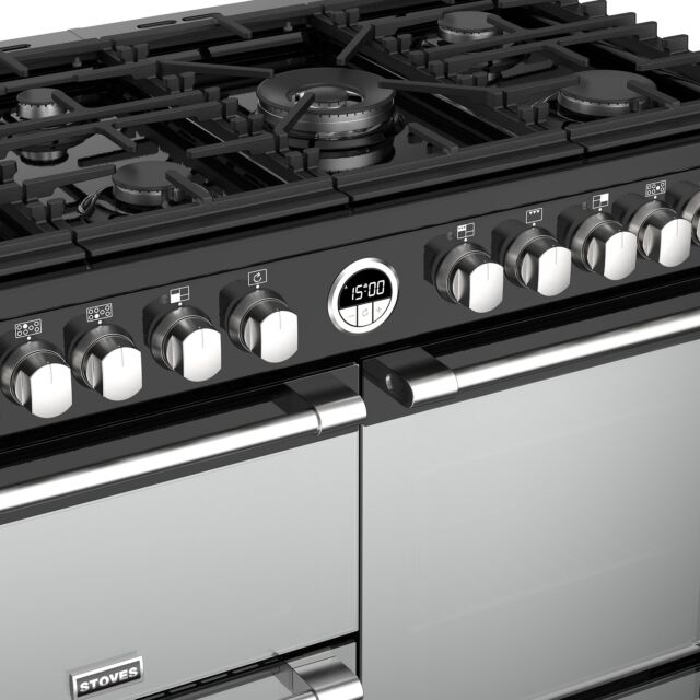 Stoves Sterling S1000DF, 100cm, Dual Fuel, Black Range Cooker 444444491