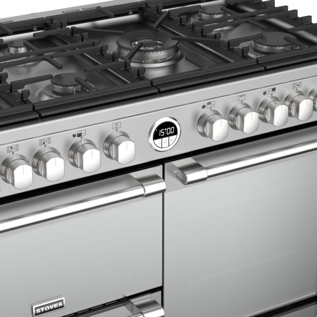Stoves Sterling S1000DF, 100cm, Dual Fuel, Stainless Steel Range Cooker 444444492