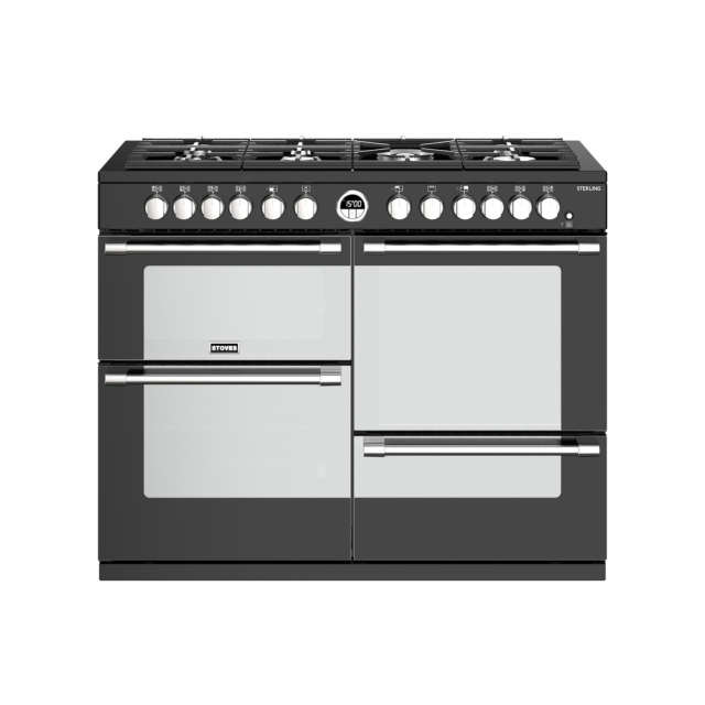 Stoves Sterling S1100DF, 110cm, Dual Fuel, Black Range Cooker 444444501