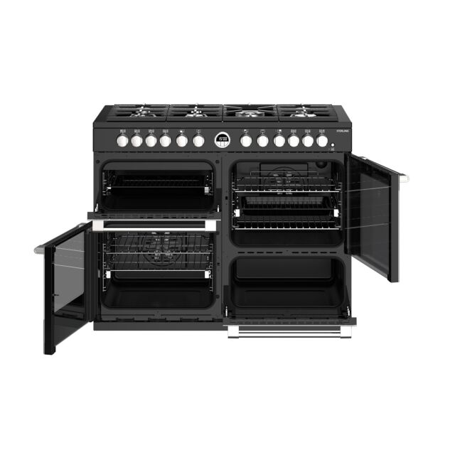 Stoves Sterling S1100DF, 110cm, Dual Fuel, Black Range Cooker 444444501