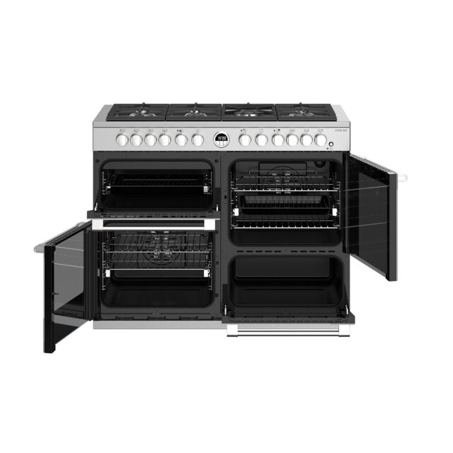 Stoves Sterling S1100DF, 110cm, Dual Fuel, Stainless Steel Range Cooker 444444502