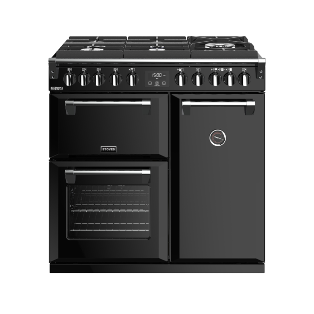 Stoves Richmond Deluxe S900DF GTG, 90cm, Dual Fuel, Black Range Cooker 444444899