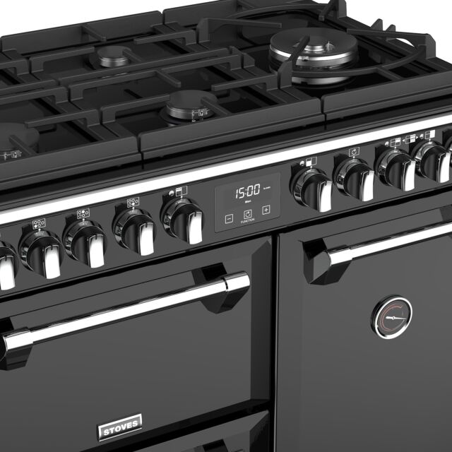 Stoves Richmond Deluxe S900DF GTG, 90cm, Dual Fuel, Black Range Cooker 444444899
