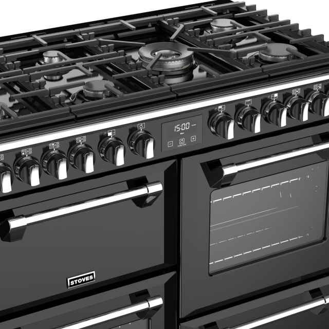 Stoves Richmond Deluxe S1000DF, 100cm, Dual Fuel, Black Range Cooker 444444907