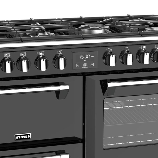 Stoves Richmond Deluxe S1000DF, 100cm, Dual Fuel, Black Range Cooker 444444907