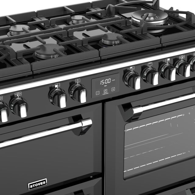 Stoves Richmond Deluxe S1000DF GTG, 100cm, Dual Fuel, Black Range Cooker 444444909
