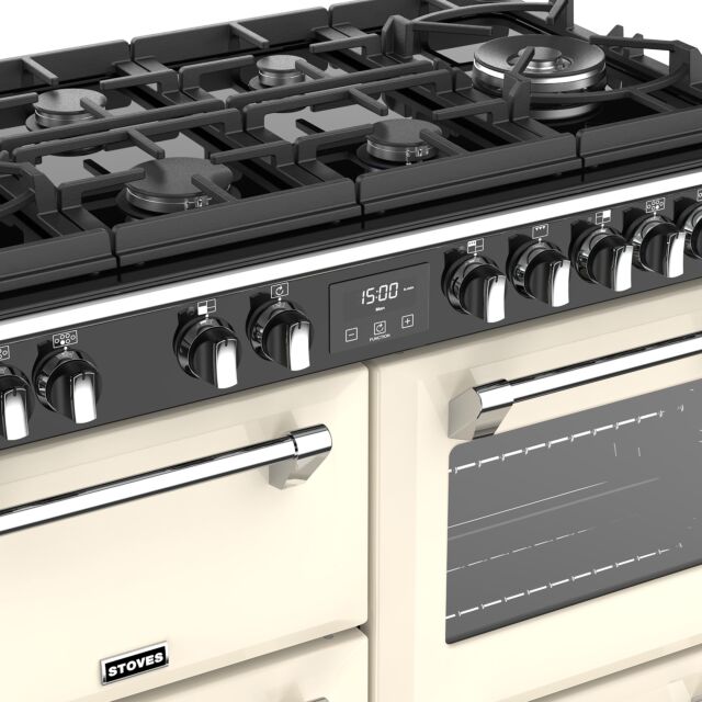 Stoves Richmond Deluxe S1000DF GTG, 100cm, Dual Fuel, Cream Range Cooker, 444444910