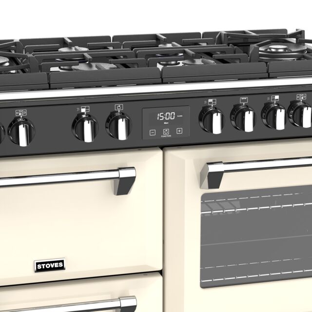 Stoves Richmond Deluxe S1000DF GTG, 100cm, Dual Fuel, Cream Range Cooker, 444444910