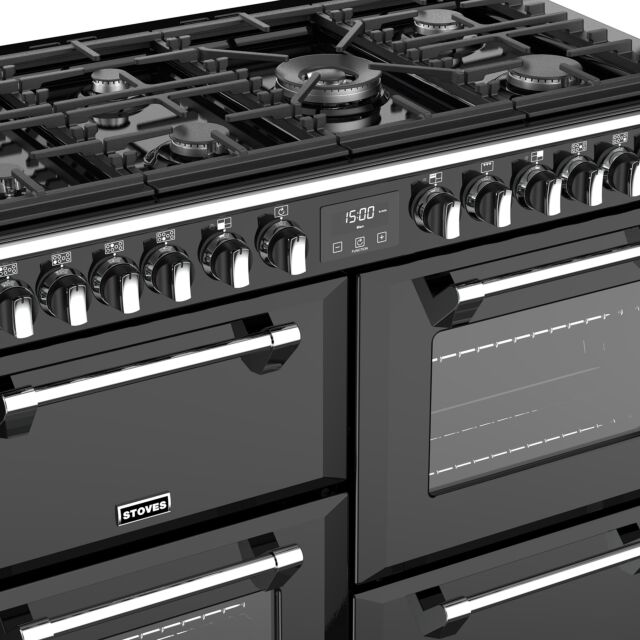 Stoves Richmond Deluxe S1100DF, 110cm, Dual Fuel, Black Range Cooker 444444917