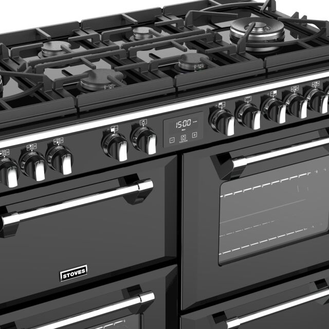 Stoves Richmond Deluxe S1100DF GTG, 110cm, Dual Fuel, Black Range Cooker 444444919