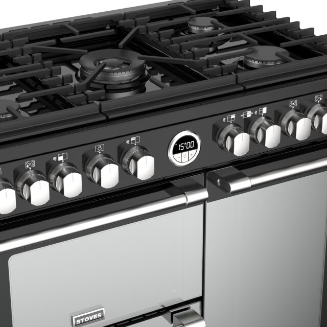 Stoves Sterling Deluxe S900DF, 90cm, Dual Fuel, Black Range Cooker 444444931