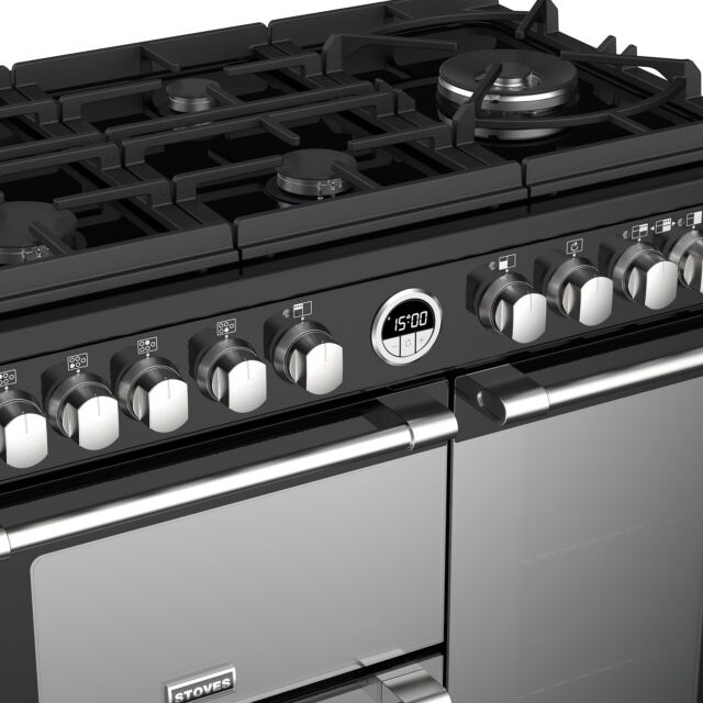 Stoves Sterling Deluxe S900DF GTG, 90cm, Dual Fuel, Black Range Cooker 444444933
