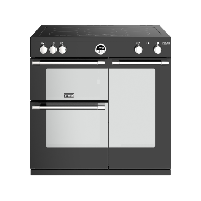 Stoves Sterling Deluxe S900EI, 90cm, Induction, Black Range Cooker 444444939