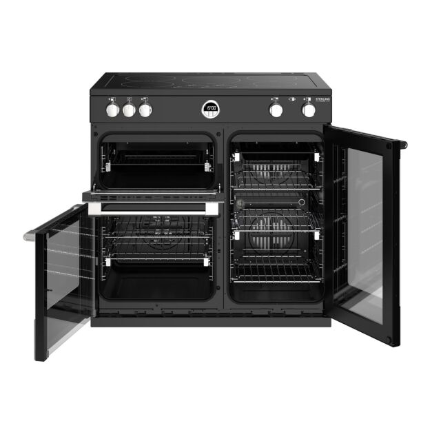 Stoves Sterling Deluxe S900EI, 90cm, Induction, Black Range Cooker 444444939