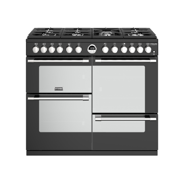 Stoves Sterling Deluxe S1000DF, 100cm, Dual Fuel, Black Range Cooker 444444941
