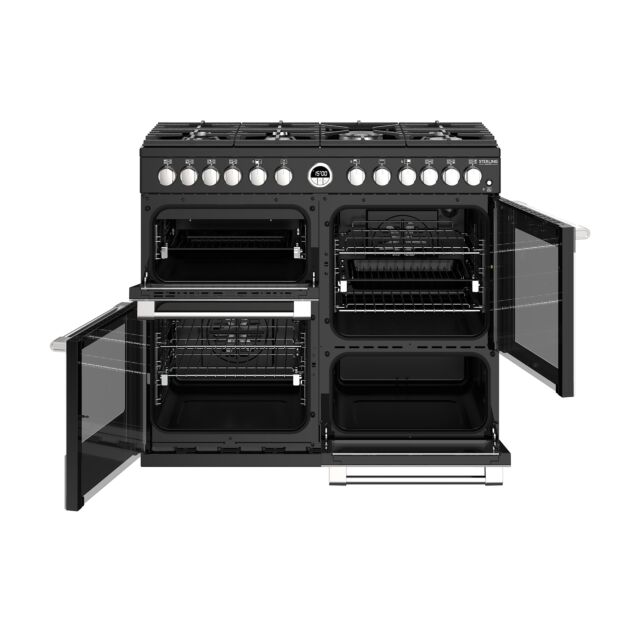 Stoves Sterling Deluxe S1000DF, 100cm, Dual Fuel, Black Range Cooker 444444941