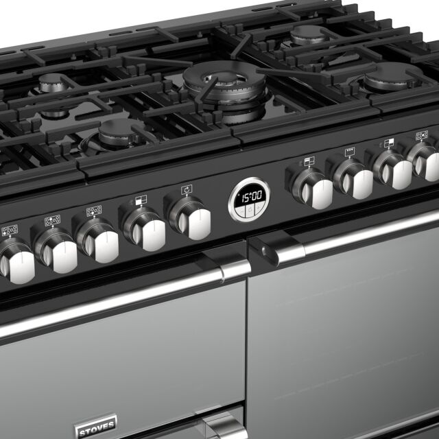 Stoves Sterling Deluxe S1000DF, 100cm, Dual Fuel, Black Range Cooker 444444941