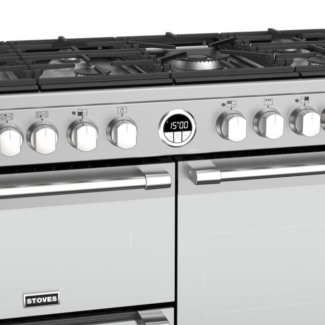 Stoves Sterling Deluxe S1000DF, 100cm, Dual Fuel, Stainless Steel Range Cooker 444444942