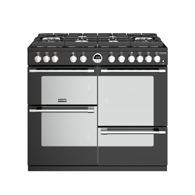 Stoves Sterling Deluxe S1000DF GTG, 100cm, Dual Fuel, Black Range Cooker 444444943